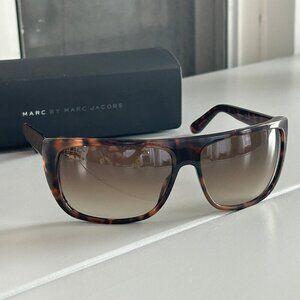 Marc by Marc Jacobs Tortoise Oversized Rectangle Sunglasses with Case